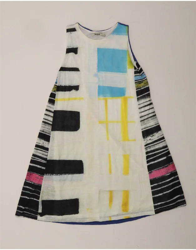 DESIGUAL Womens A-Line Dress UK 10 Small Multicoloured Colourblock Tunics Sophisticated sleek