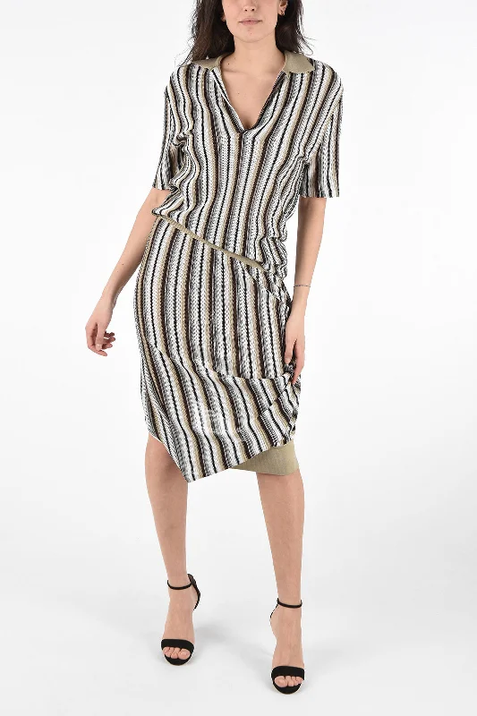Bottega Veneta Asymmetrical Striped Jaquard Dress 42 Italian size Tunics Prom sequined