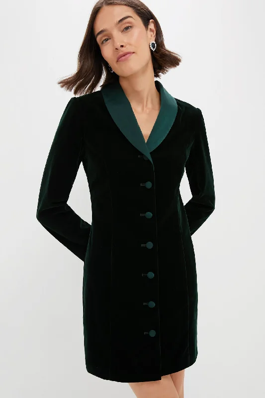 Dark Green Velvet Stacie Dress Tunic Top Casual