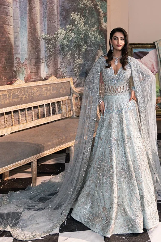Ice Blue Pakistani Bridal Dress in Gown and Veil Style Tunics Essential wardrobe