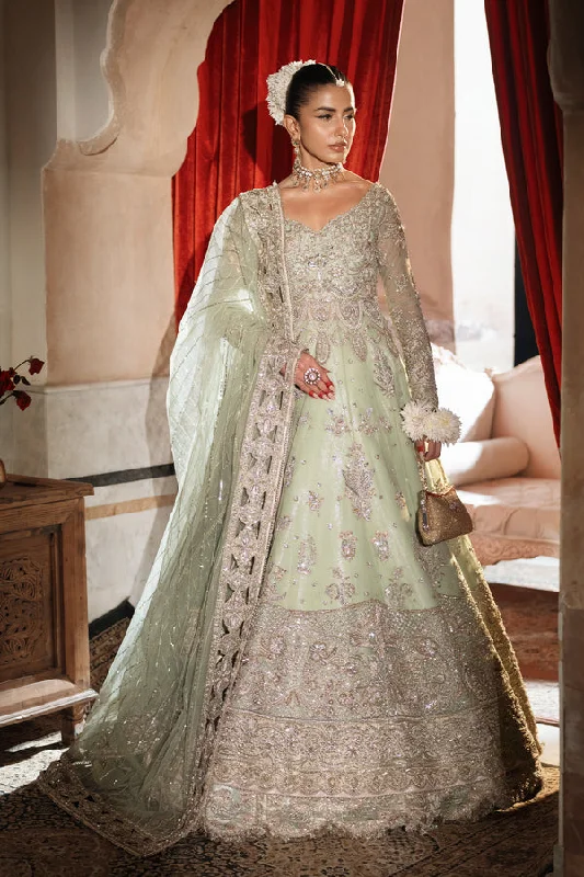 Pakistani Bridal Dress in Green Lehenga Gown Style Tunics Long Elegant