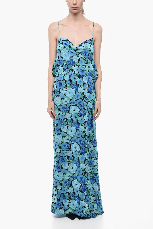 Rotate Chiffon Flared Dress with Floreal Pattern Tunics Luxurious high-end
