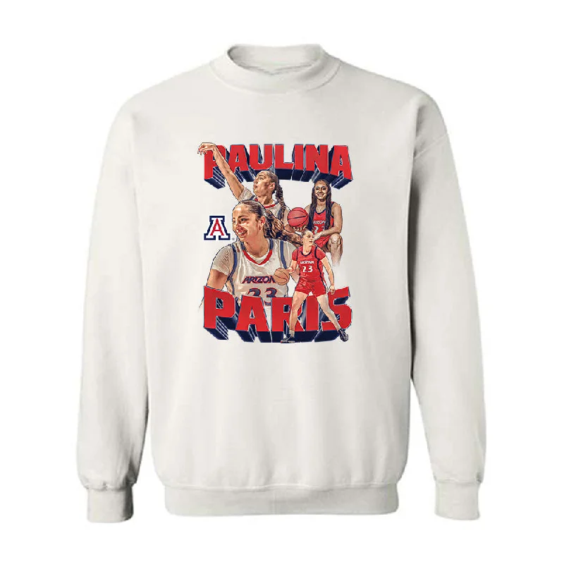 Arizona - NCAA Women's Basketball : Paulina Paris - Player Collage Crewneck Sweatshirt Hoodie with Hem Applique Textured Unique