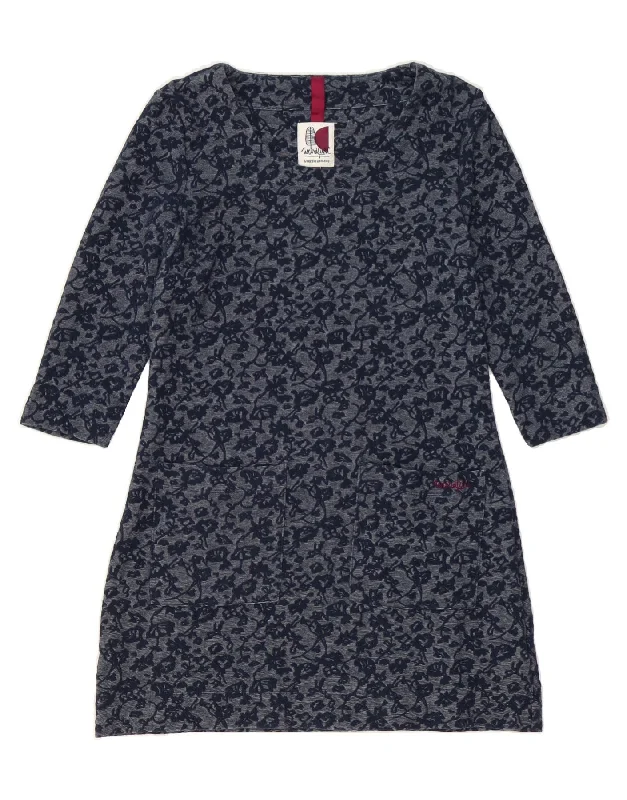 WEIRD FISH Womens 3/4 Sleeve A-Line Dress UK 10 Small Navy Blue Floral Tunics Corduroy durable