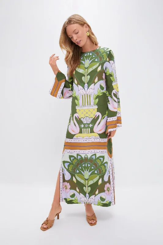Green Multicolor Print Lilian Dress Maxi Flowy Bohemian
