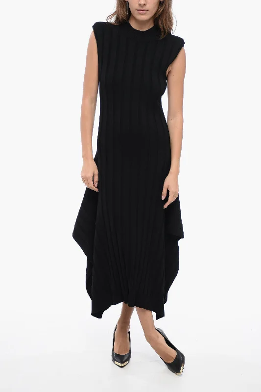 Stella McCartney Ribbed Knit Dress with Full Skirt Tunics Bridal satin
