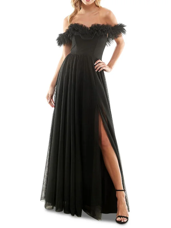 Juniors Womens Off-The-Shoulder Maxi Evening Dress Tunics Versatile functional