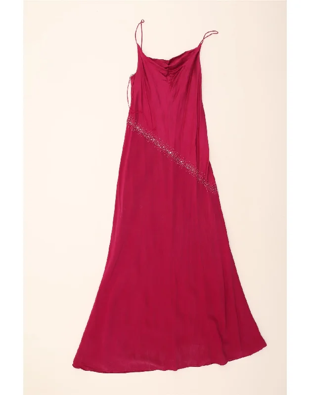 LIBRA Womens Maxi Slip Dress UK 10 Small Pink Halter Neckline Beach