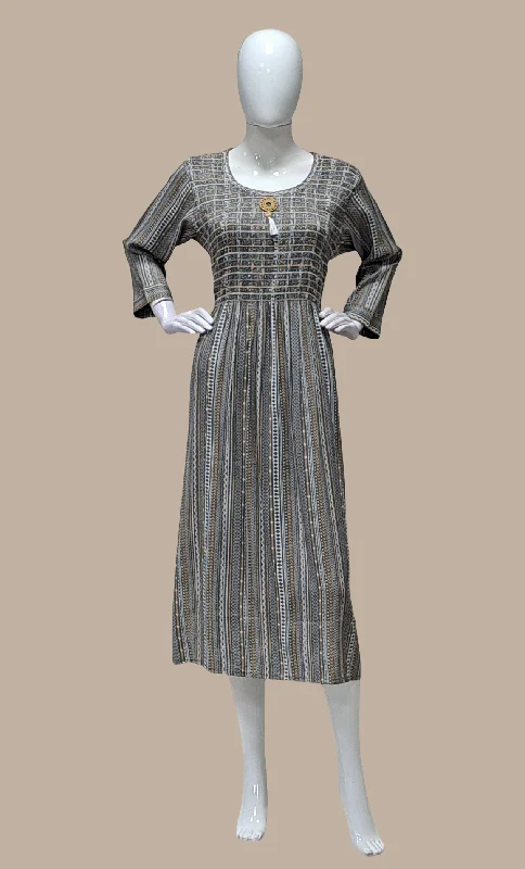 Deep Grey Embroidered Kurti Dress Tunics Review highly