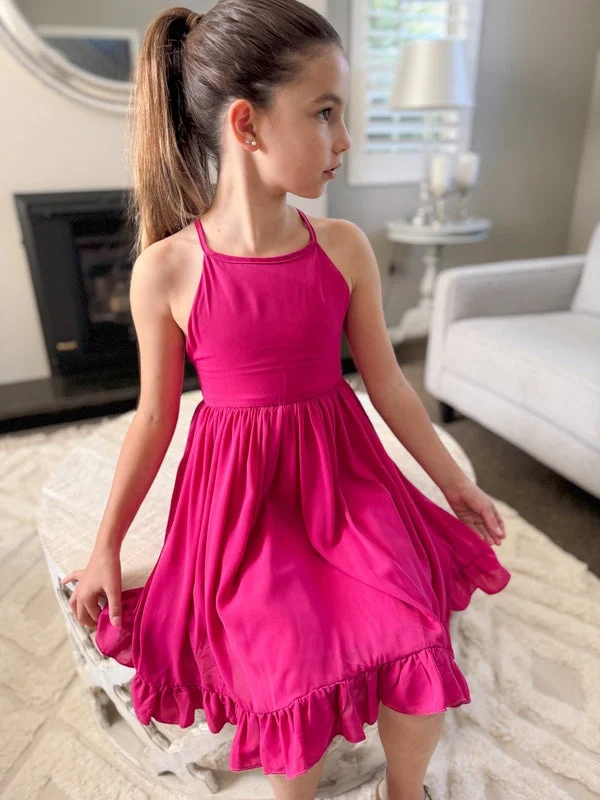 Sienna Girls Dress - Hot Pink Tunics Occasion special