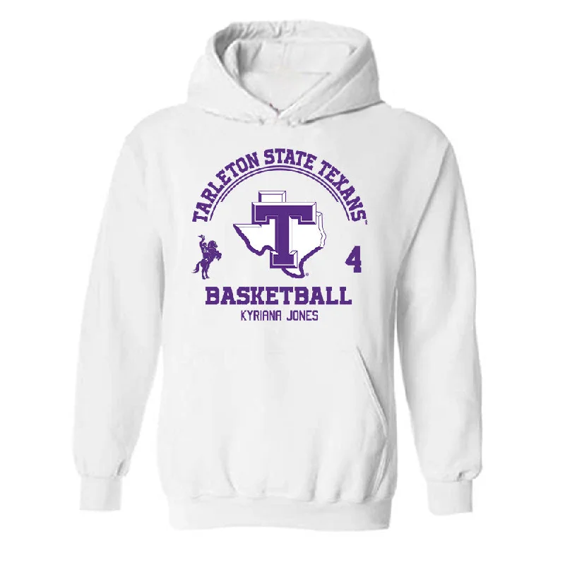 Tarleton State - NCAA Women's Basketball : Kyriana Jones - Classic Fashion Shersey Hooded Sweatshirt Hoodie with Rhinestones Sparkly Elegant