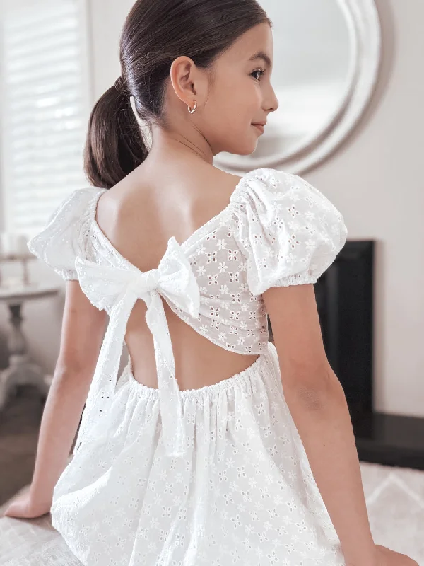 Emma Girls White Broderie Dress Tunics Cozy comfortable