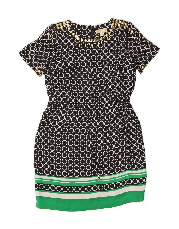 MICHAEL KORS Womens Sheath Dress UK 14 Medium Black Geometric Tunics Versatile stylish