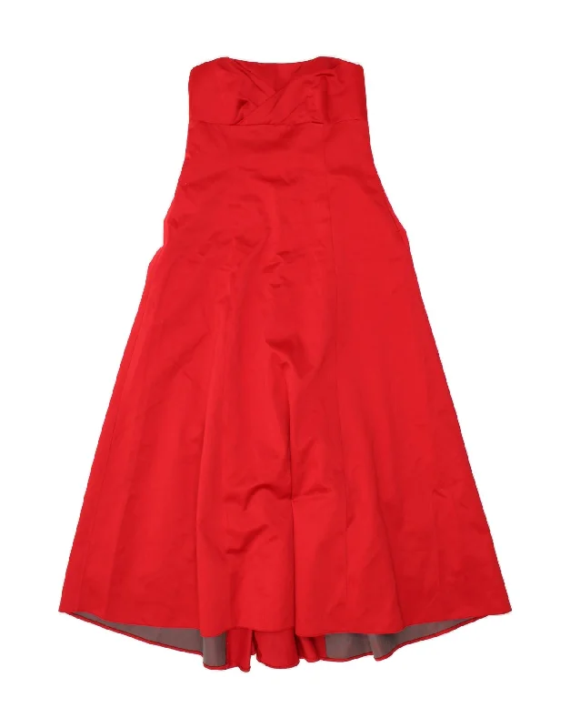 DEBUT Womens Maxi Strapless Dress UK 16 Large Red Polyester Tunics Summer linen