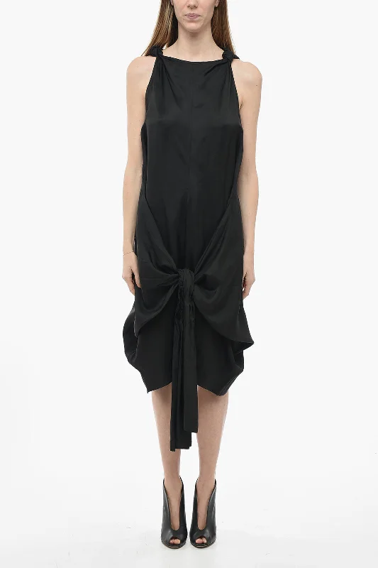 Bottega Veneta Viscose Draped Dress with Self-tie Detail Tunics Fleece cozy