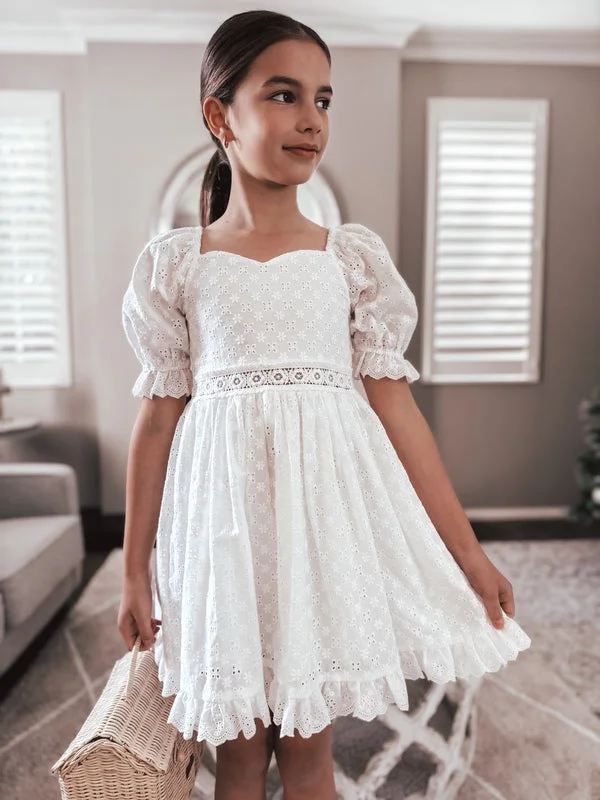 Grace Girls White Broderie Dress Tunics Trousers formal