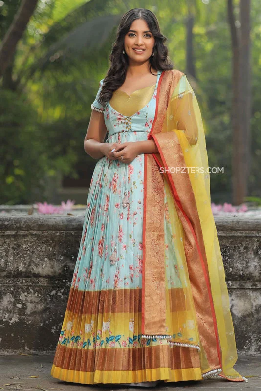 Iris Floral Silk Anarkali Dress Tunics Bestseller popular