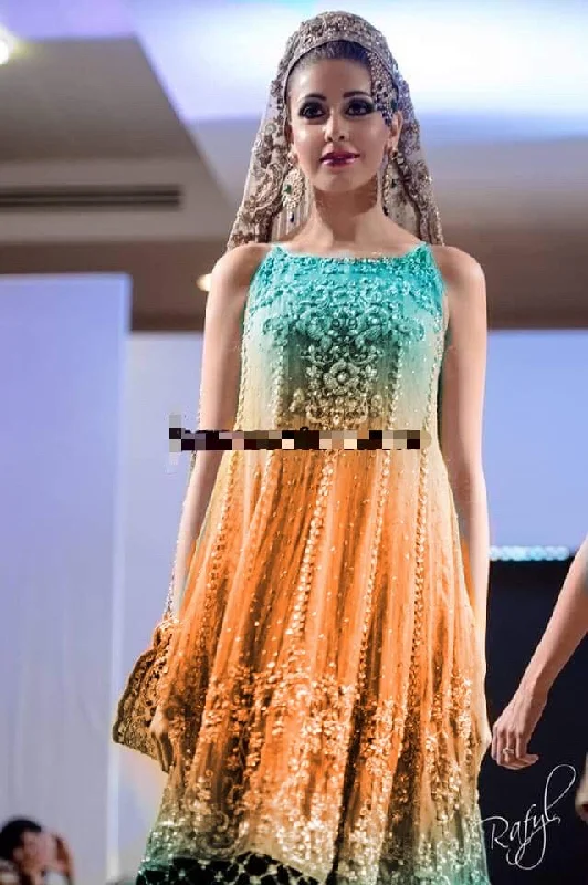 Pakistani Mehndi Dress by Zainab Chotani Model# M 1657 Tunics stripes playful