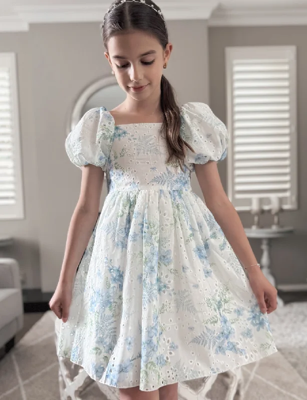 Fern Puff Sleeve Girls Dress Tunics Spring floral