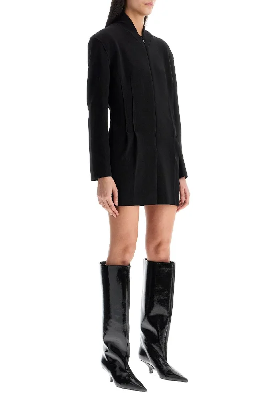Norma Kamali Black Mini Slim Dress With Front Zip Tunics Long Elegant