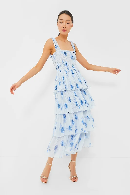 Heather Pleated Georgette Smock Midi Strap Dress Tunics Handmade artisanal