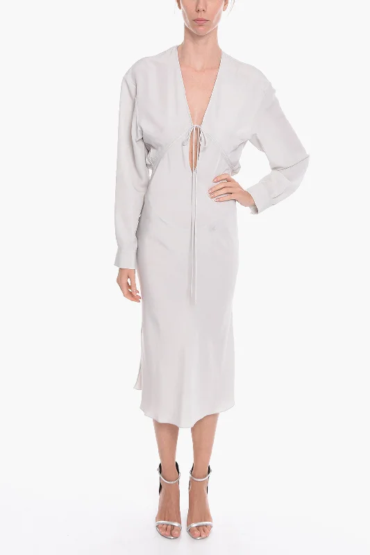 Super Blond Viscose-crepe GREBSEH Long Dress with Cut-out Detail 38 Italian size Tunics Custom made