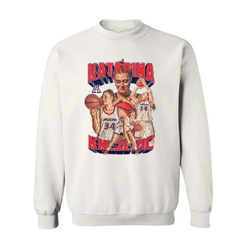 Arizona - NCAA Women's Basketball : Katarina Knezevic - Player Collage Crewneck Sweatshirt Hoodie with Hem Contrast Bold Stylish