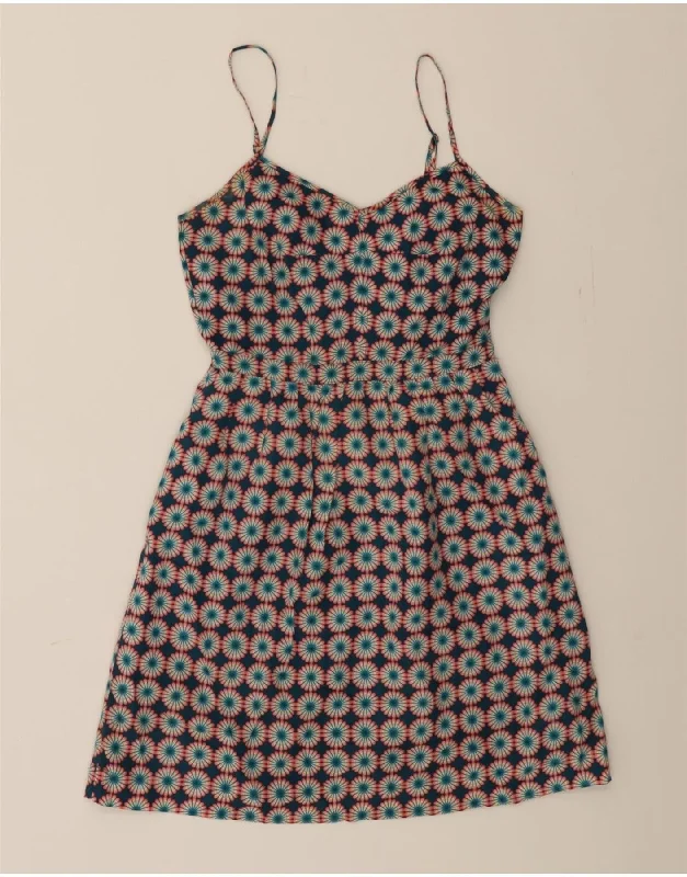 J. CREW Womens Sleeveless A-Line Dress US 0 XS Blue Floral Polyester Tunics Fleece cozy