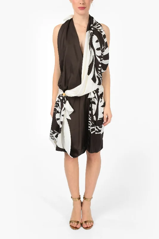 Bottega Veneta Draped ZEBRA Halterneck Dress 36 Italian size Tunics Gym athletic