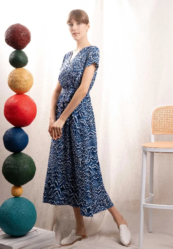 Dress 65372 Dark-Blue Floral Print girly