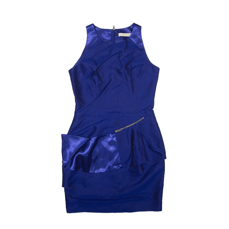 REISS Pencil Dress Blue Sleeveless Knee Length Womens UK 8 Crew Neckline Sporty