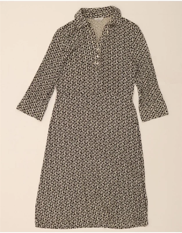 L.K. BENNETT Womens Abstract Pattern Polo Dress UK 12 Medium Black Tunics Sophisticated sleek