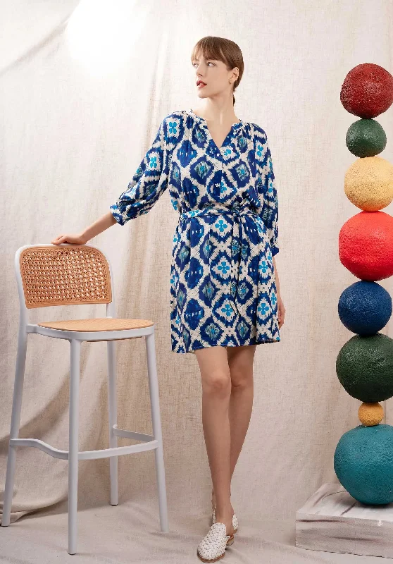 Dress Fresno Blue Turtleneck Neckline Stylish