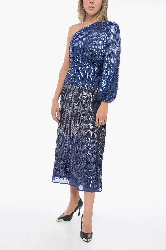 Rixo One-Shoulder BRADSHAW Sequined Dress Tunics Canvas sturdy