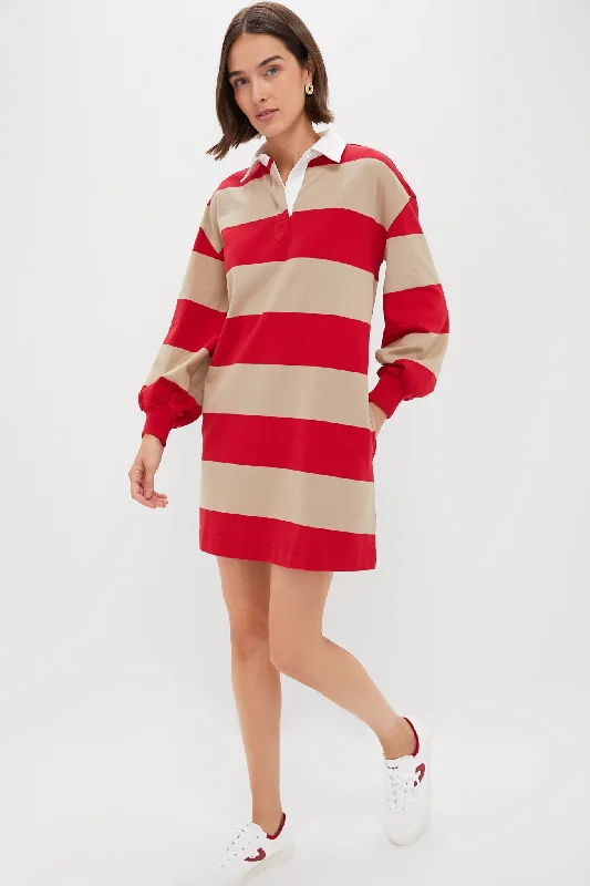 Khaki and Red Stripe Baker Rugby Dress Tunics Plaid country
