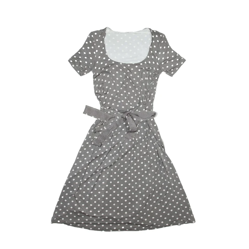 MAXMARA Fit & Flare Dress Grey Spotted Viscose Short Sleeve Knee Length Womens UK 4 Tunics Short Trendy