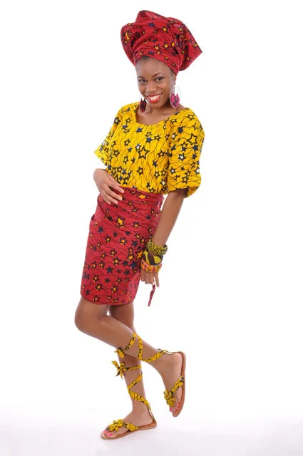 Stunning Yellow and Red Oleku Ankara Top and Wrap Skirt-DP3010 cashmere skirt rich