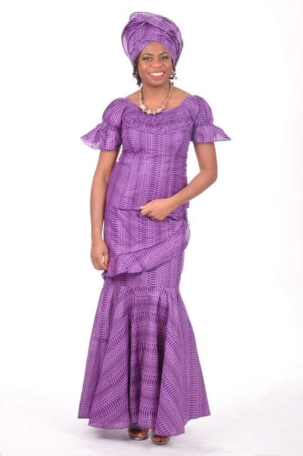 Purple African Print Top and Skirt-DP3289 lace skirt intricate