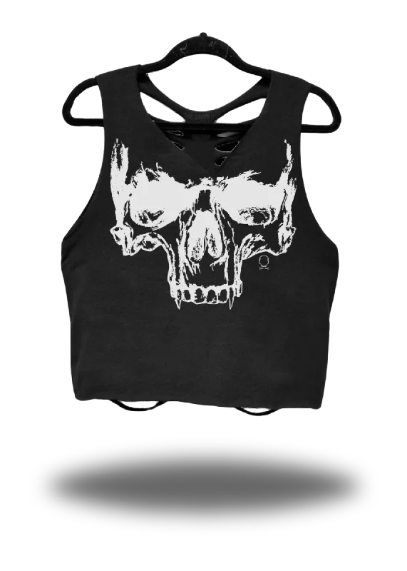 DESTRUCTION BLACK CROP TANK TOP floral tank top