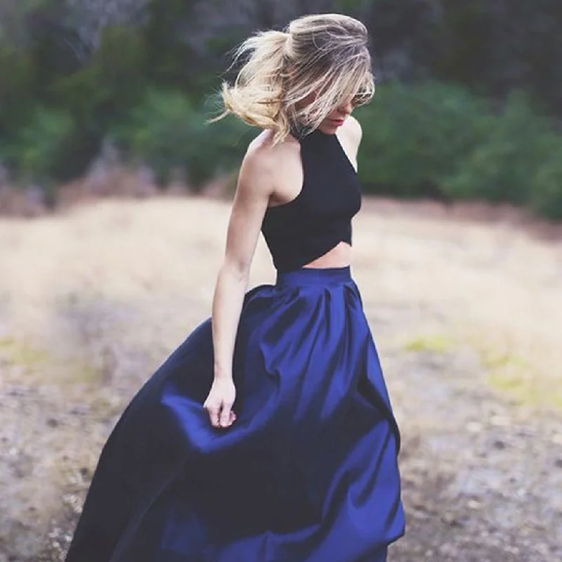 Long Prom Dresses, Satin Prom Dresses, A-Line Party Dresses, Two Pieces Evening Dresses, Floor-Length Prom Dresses , Halter Prom Dresses, LB0512 Tunics Cozy soft