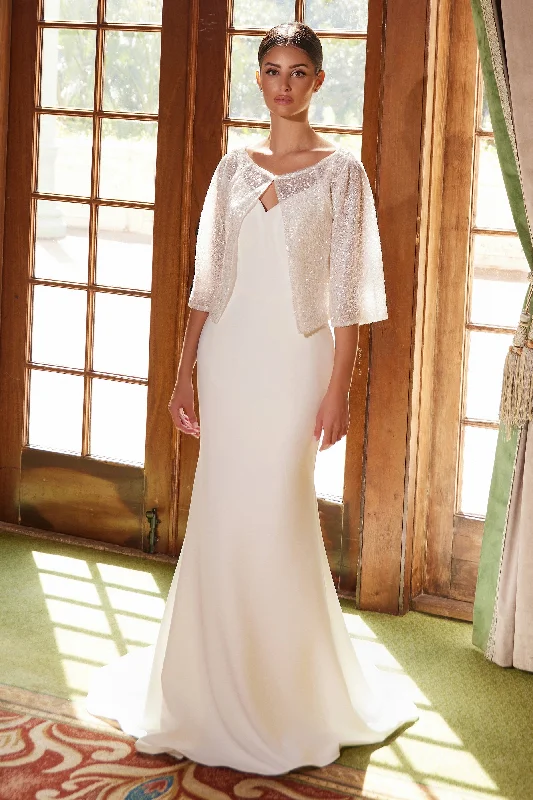 2-Piece Jacket Bridal Gown by Nox Anabel JW1030 Fleece Fabric Down Fabric Feather Fabric 2-Piece Jacket Bridal Gown by Nox Anabel JW1030 Fleece Fabric Down Fabric Feather Fabric