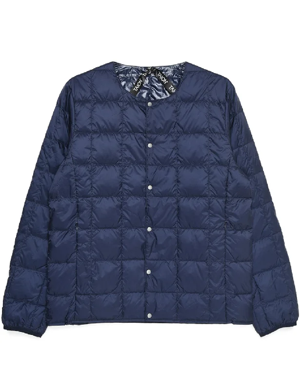Taion Taion-104 Down Jacket Navy A-Line Jacket Boat Neck Shawl Collar