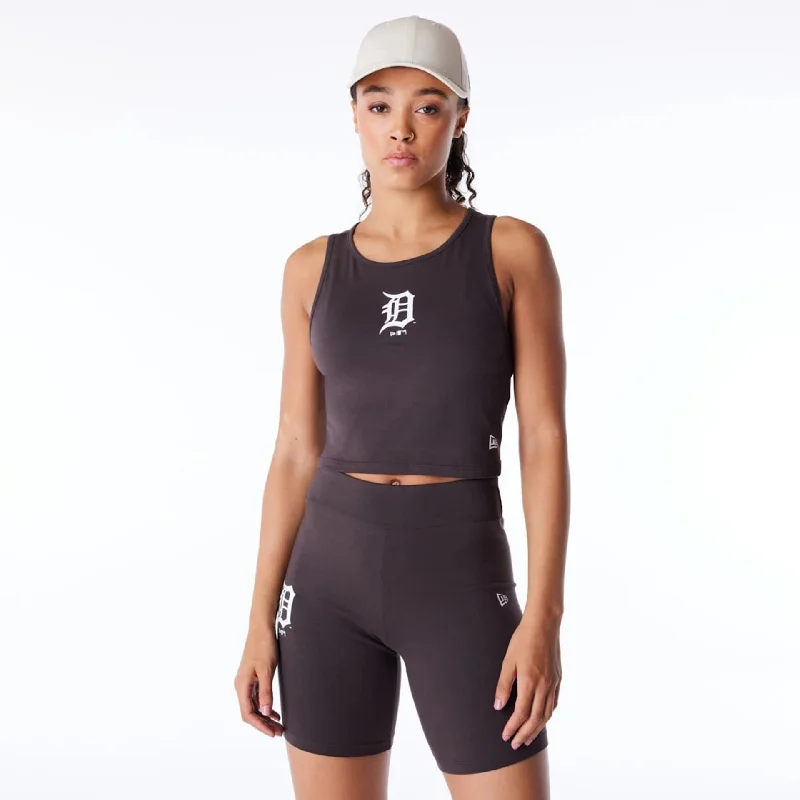 Detroit Tigers Womens MLB League Essential Dark Brown Crop Tank Top mesh tank top