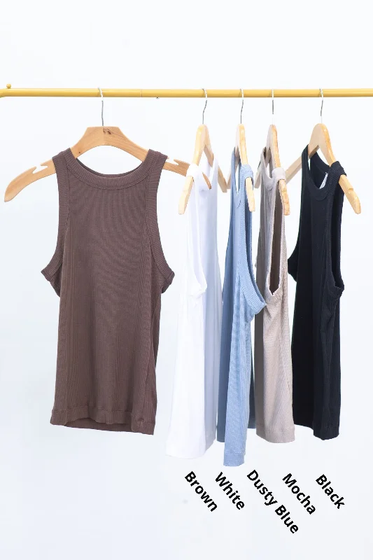 Ribbed Halter Knit Tank Top silver tank top