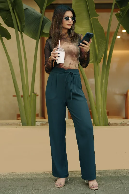 Aroma Grey Knotted Korean Pants Comfy High-Waist Jeans