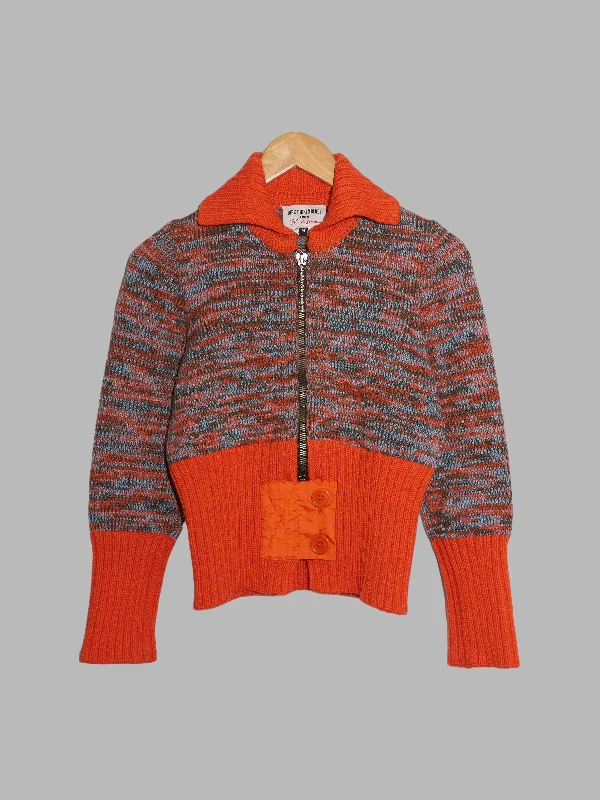 Dirk Bikkembergs Hommes Pour La Femme winter 1996 orange wool marle zip cardigan Fitted Slim Tailored