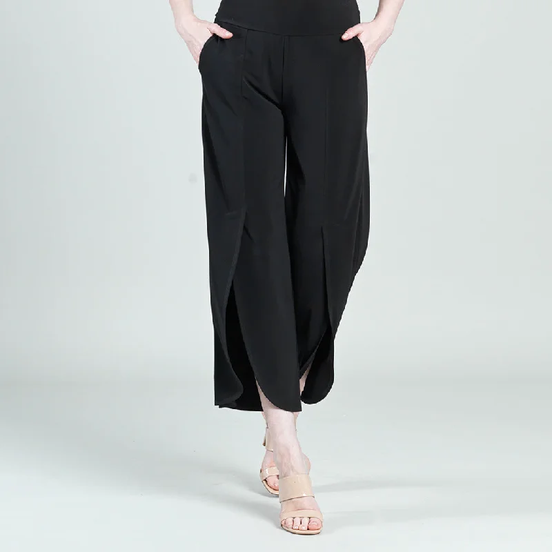 Front Slit Ankle Petal Pant Comfortable Wide-Leg Pants