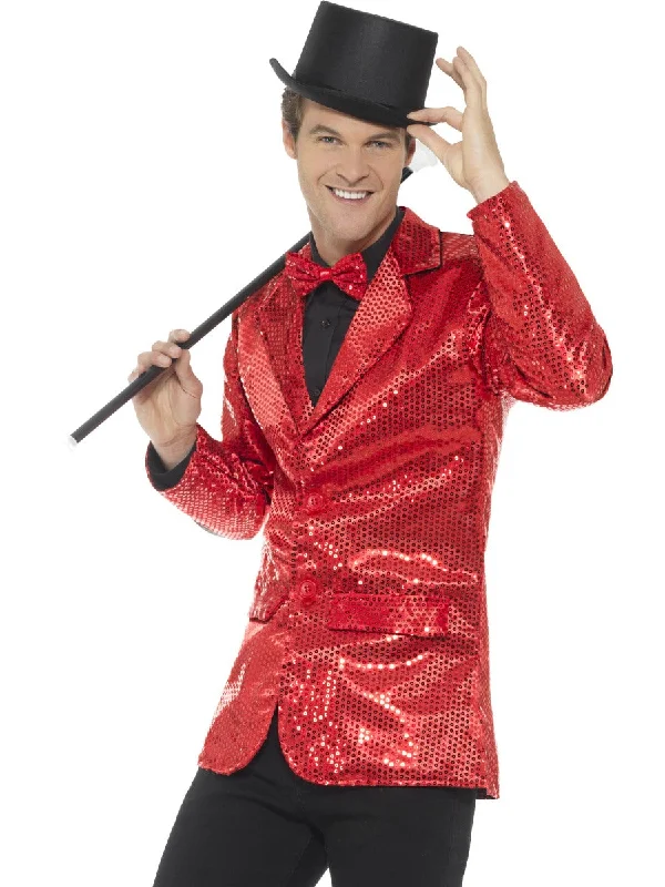 Men's Cabaret Carnival Circus Red Sequin Jacket Fancy Dress Costume One-Shoulder Jacket Off-the-Shoulder Jacket Asymmetrical Jacket Men's Cabaret Carnival Circus Red Sequin Jacket Fancy Dress Costume One-Shoulder Jacket Off-the-Shoulder Jacket Asymmetrical Jacket