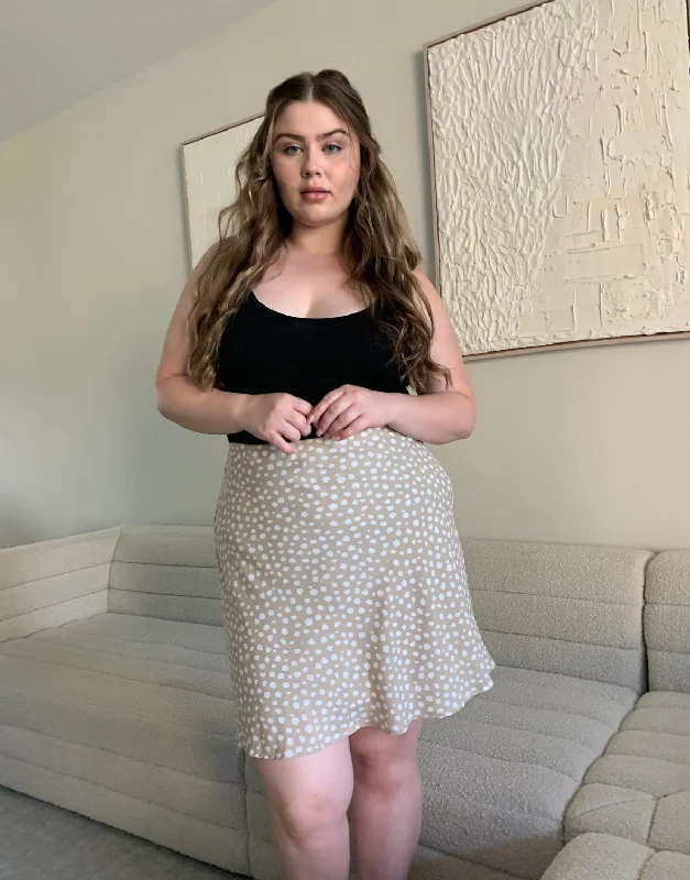 Plus Size Spotted Woven Skirt denim skirt trendy