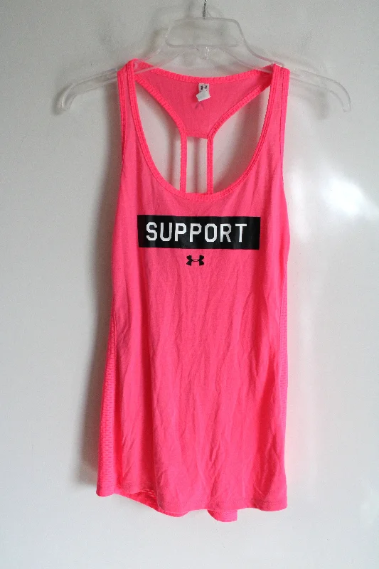 Under Armour Neon Pink Logo Tank | L halter tank top